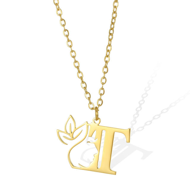 Stainless steel initial necklace