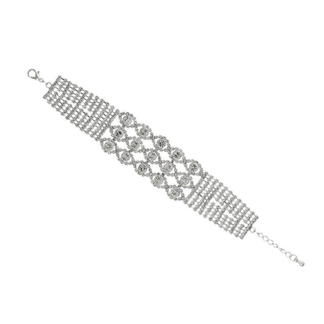 Delicate pave setting rhinestone wedding diamond bracelet