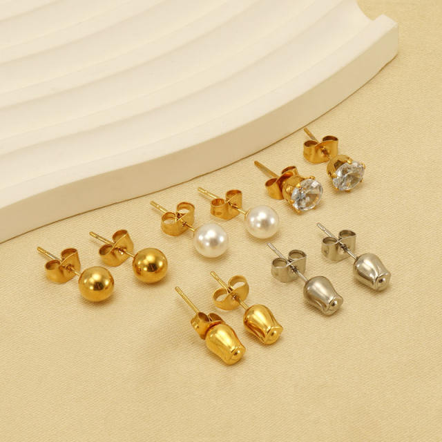 Elegant stainless steel studs earrings