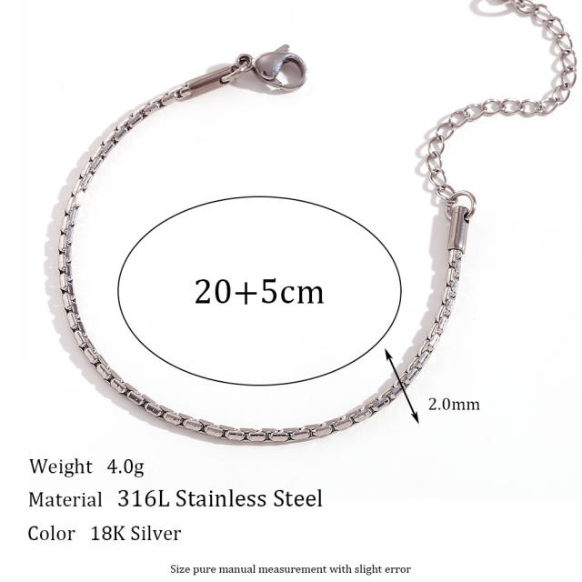 Simple stainless steel chain silver color anklet