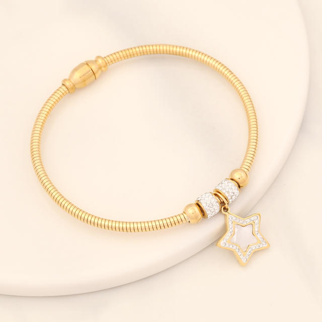 Delicate diamond star  heart stainless steel bracelet