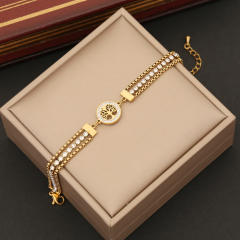 Delicate butterfly ruby life tree evil eye stainless steel chain bracelet