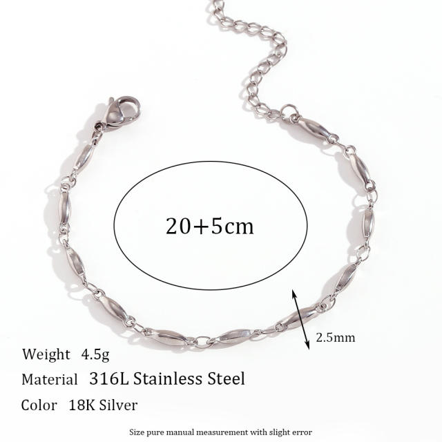 Simple stainless steel chain silver color anklet