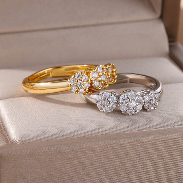 Color cubic zircon gold plated copper finger rings