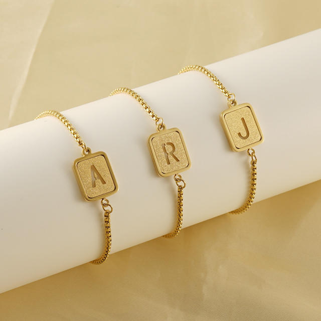 18KG frost card initial letter stainless steel bracelet