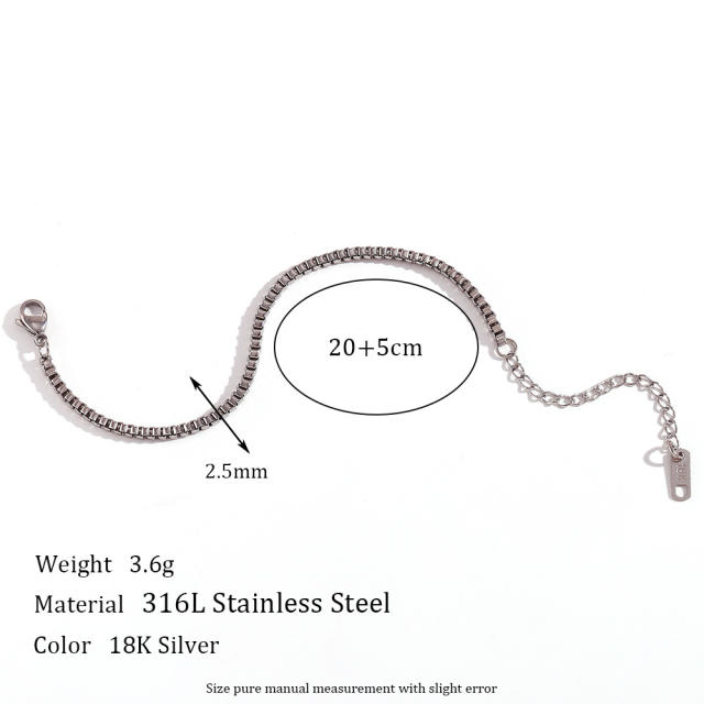 Simple stainless steel chain silver color anklet