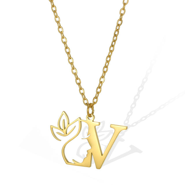 Stainless steel initial necklace