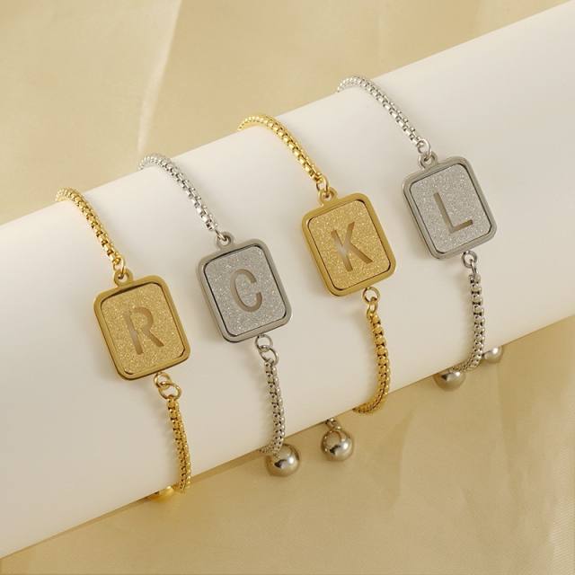 18KG frost card initial letter stainless steel bracelet