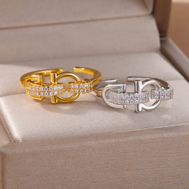 Color cubic zircon gold plated copper finger rings