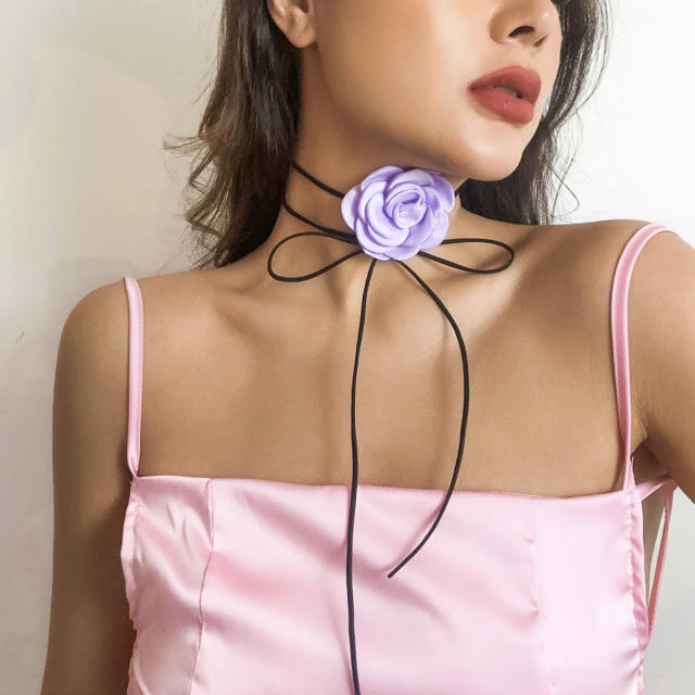 Hot sale colorful velvet flower choker waist chain