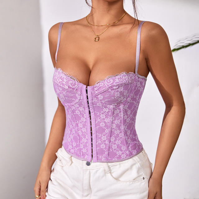 Sexy lace plain color croset tops camis