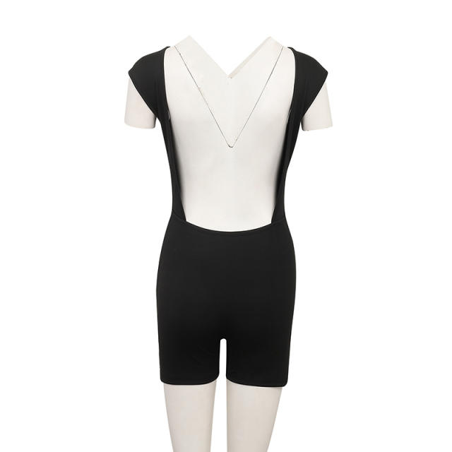 Sexy black color backless sport rompers