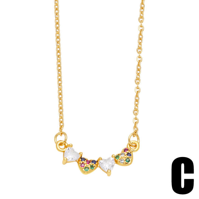Delicate rainbow cz gold plated copper necklace