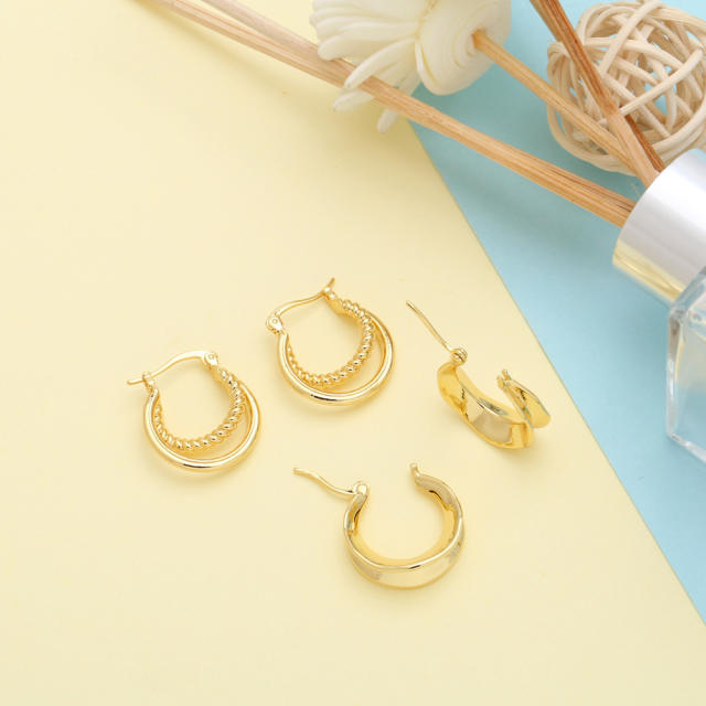 INS 18K gold plated copper hoop earrings