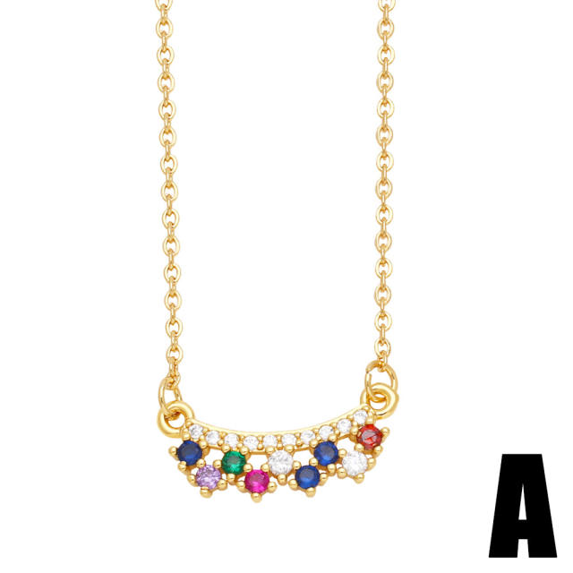Delicate rainbow cz gold plated copper necklace
