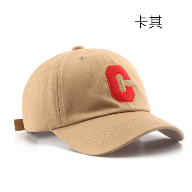 Korean fashion C letter embroidery cotton baseball cap