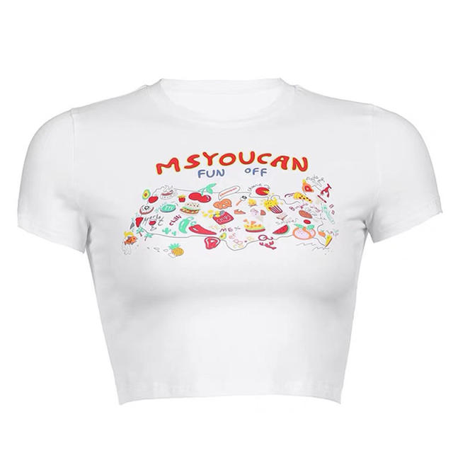 Y2K easy match casual letter printing cropped tops