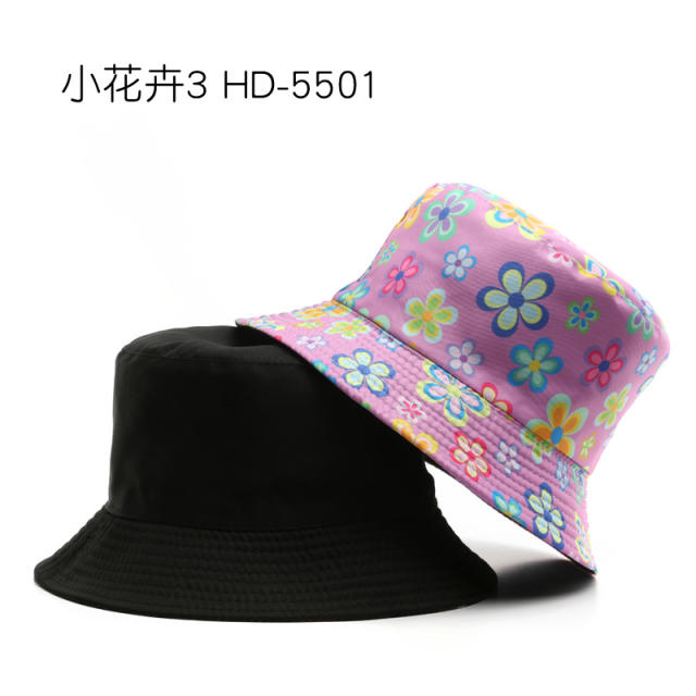 Personality two side floral pattern bucket hat