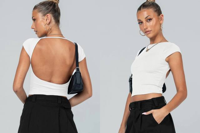 Sexy plain color backless Y2K cropped tops