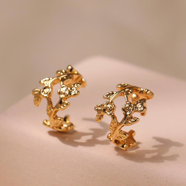 18K gold plated copper vintage ear cuff
