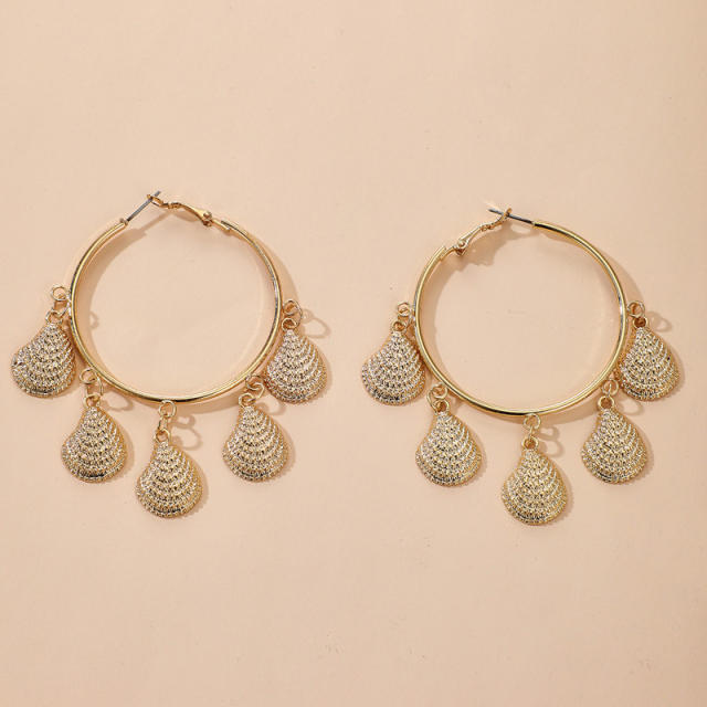 INS boho beach shell alloy large hoop earrings