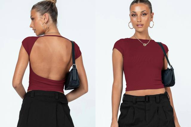 Sexy plain color backless Y2K cropped tops