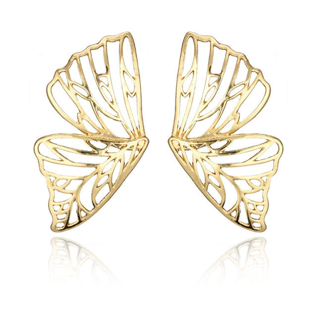 Boho Geometric leaf flower alloy gold color studs earrings