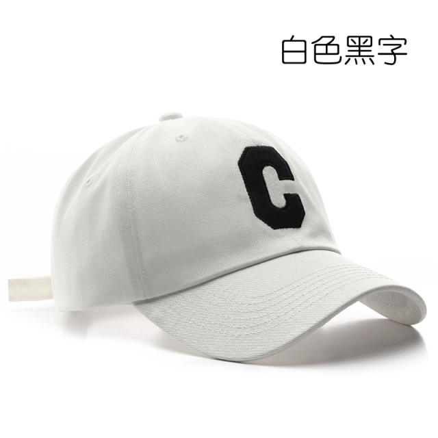 Korean fashion C letter embroidery cotton baseball cap