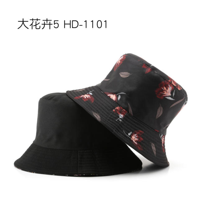 Personality two side floral pattern bucket hat