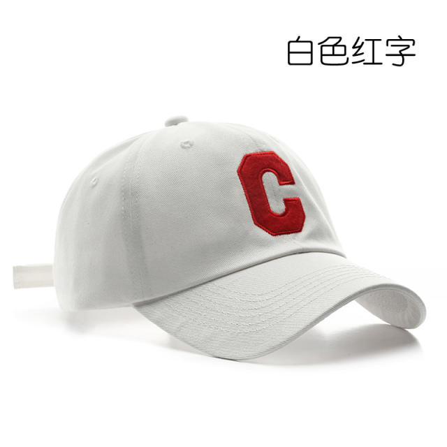 Korean fashion C letter embroidery cotton baseball cap