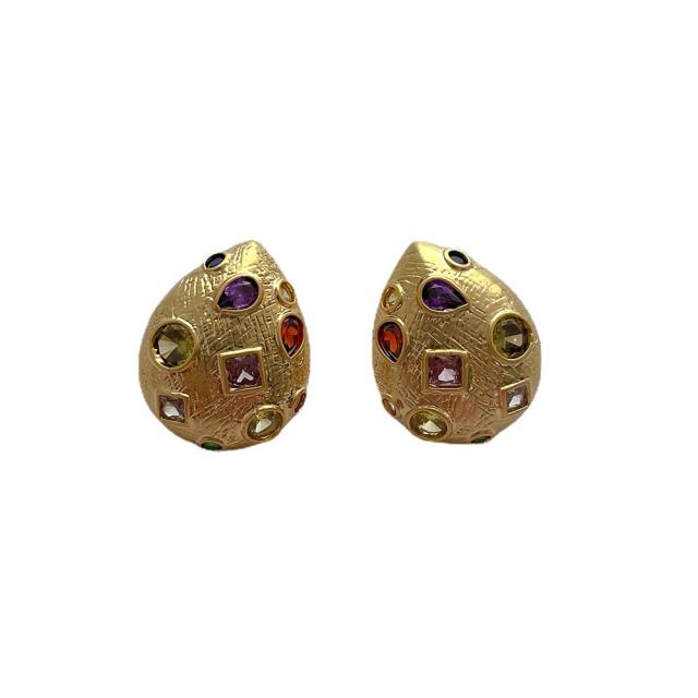 925 needle geometric drop shape copper studs earrings