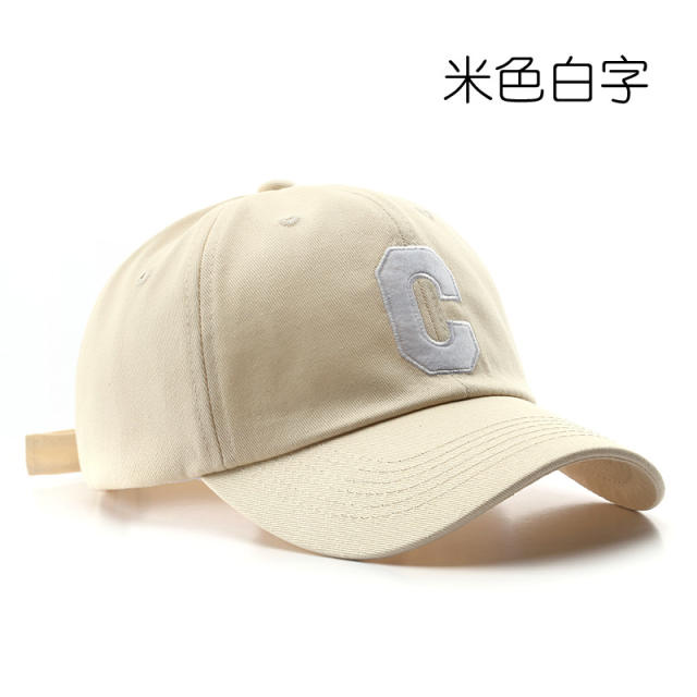 Korean fashion C letter embroidery cotton baseball cap