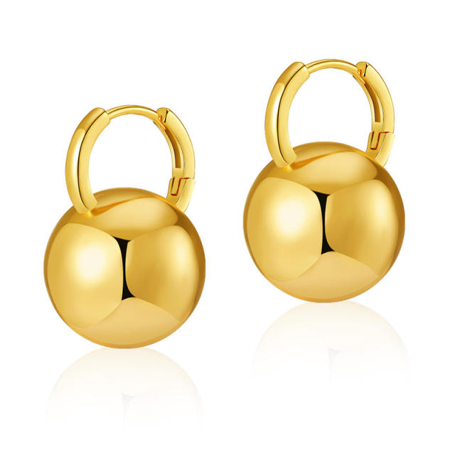 18KG copper ball huggie earrings