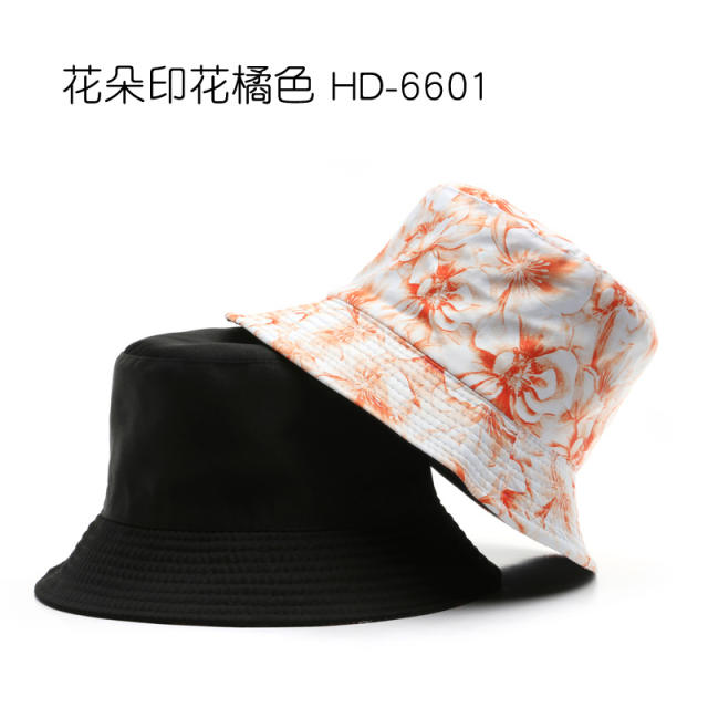 Personality two side floral pattern bucket hat