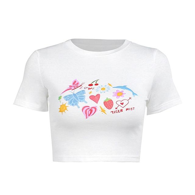 Y2K easy match casual letter printing cropped tops