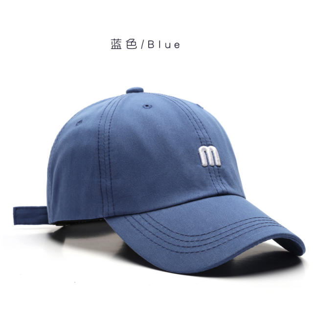 M letter embroidery cotton baseball cap