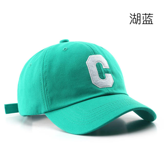 Korean fashion C letter embroidery cotton baseball cap