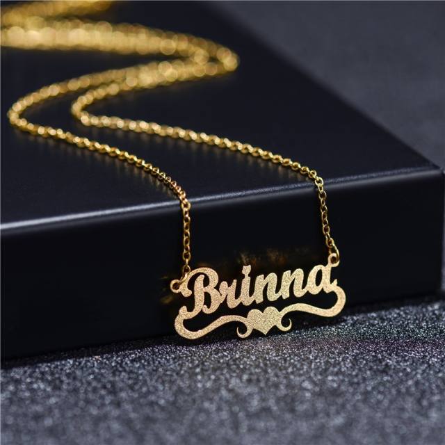 18KG frost letter stainless steel name necklace set