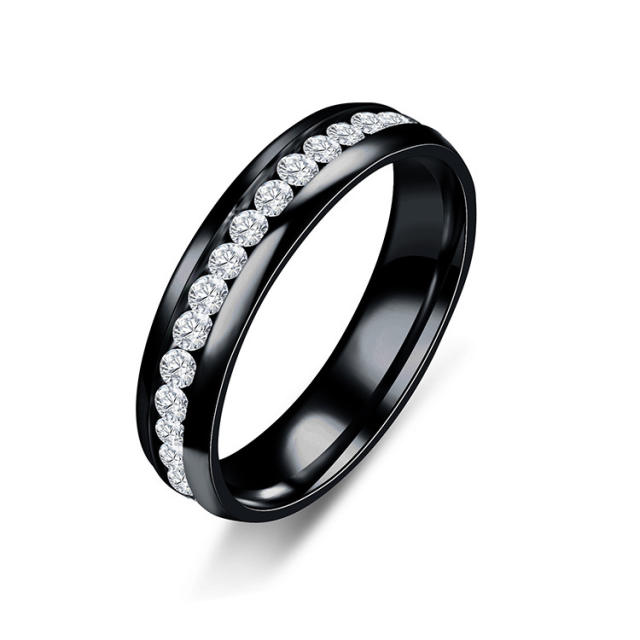 Delicate rhinestone stainless steel rings band