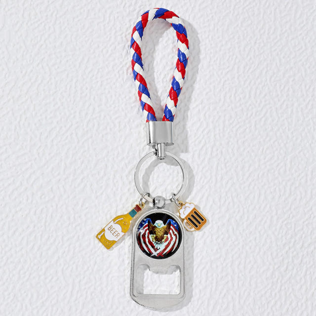 Concise amercian flag series bottle opener keychain for men