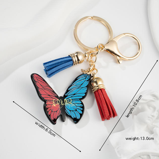 Cute color acrylic butterfly keychain