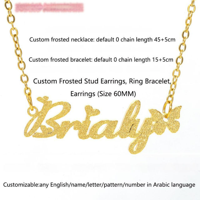 18KG frost letter stainless steel name necklace set