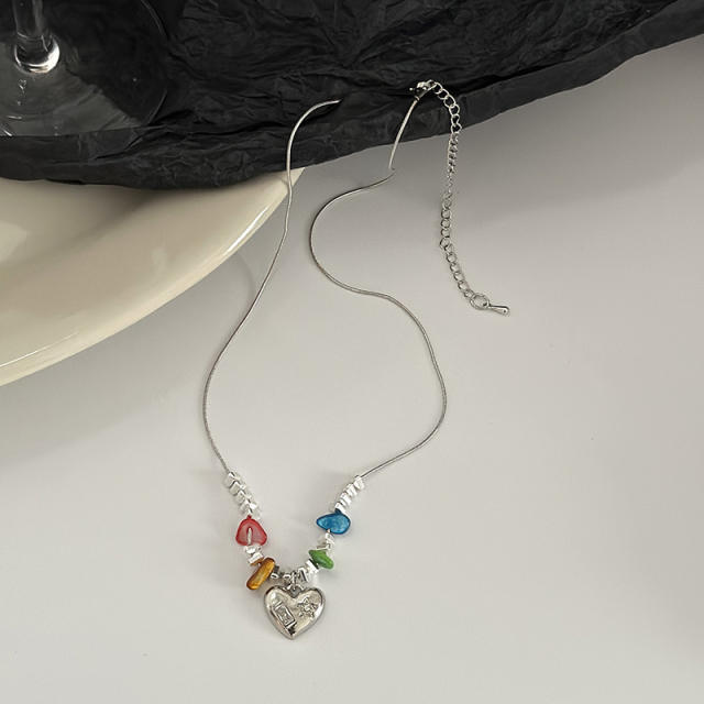 Y2K colorful stone bead women necklace