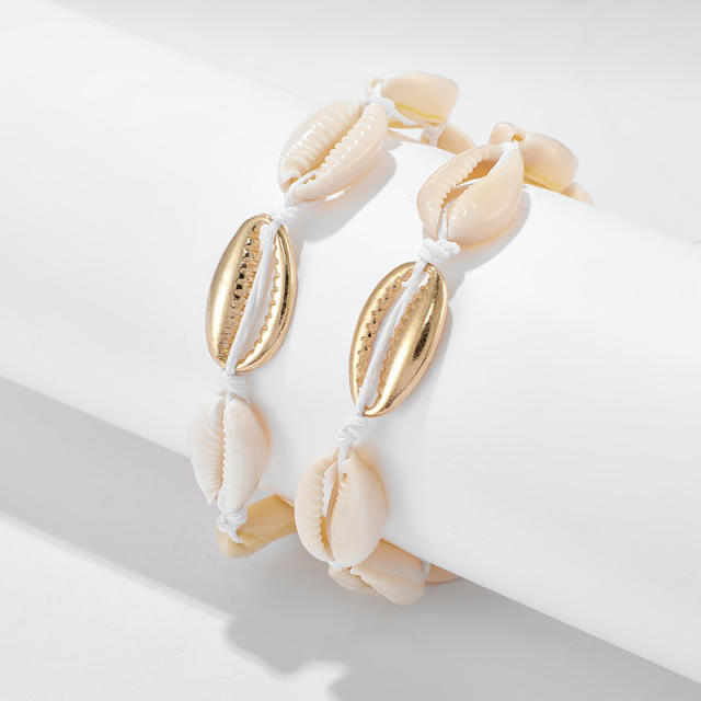 Boho shell necklace bracelet set