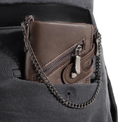 RFID pu leather chain wallet for men