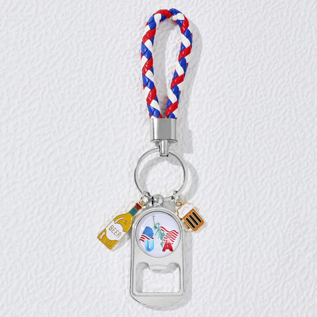 Concise amercian flag series bottle opener keychain for men