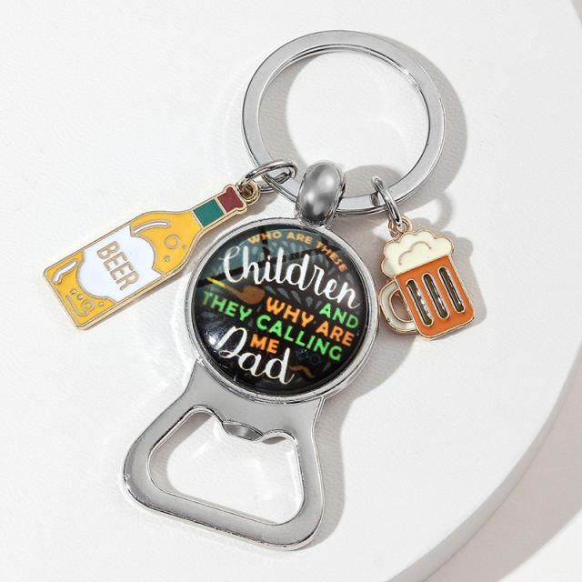 Creative beer charm bottle opener keychain for father's day