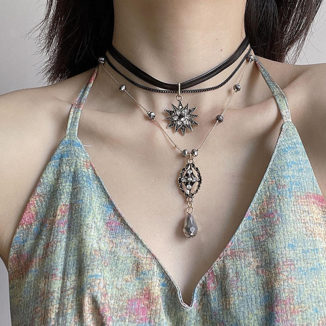 Boho gothic layer choker necklace