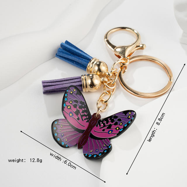 Cute color acrylic butterfly keychain