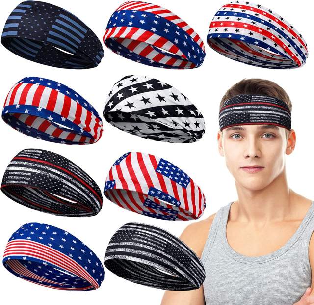 American flag pattern sports headband for men